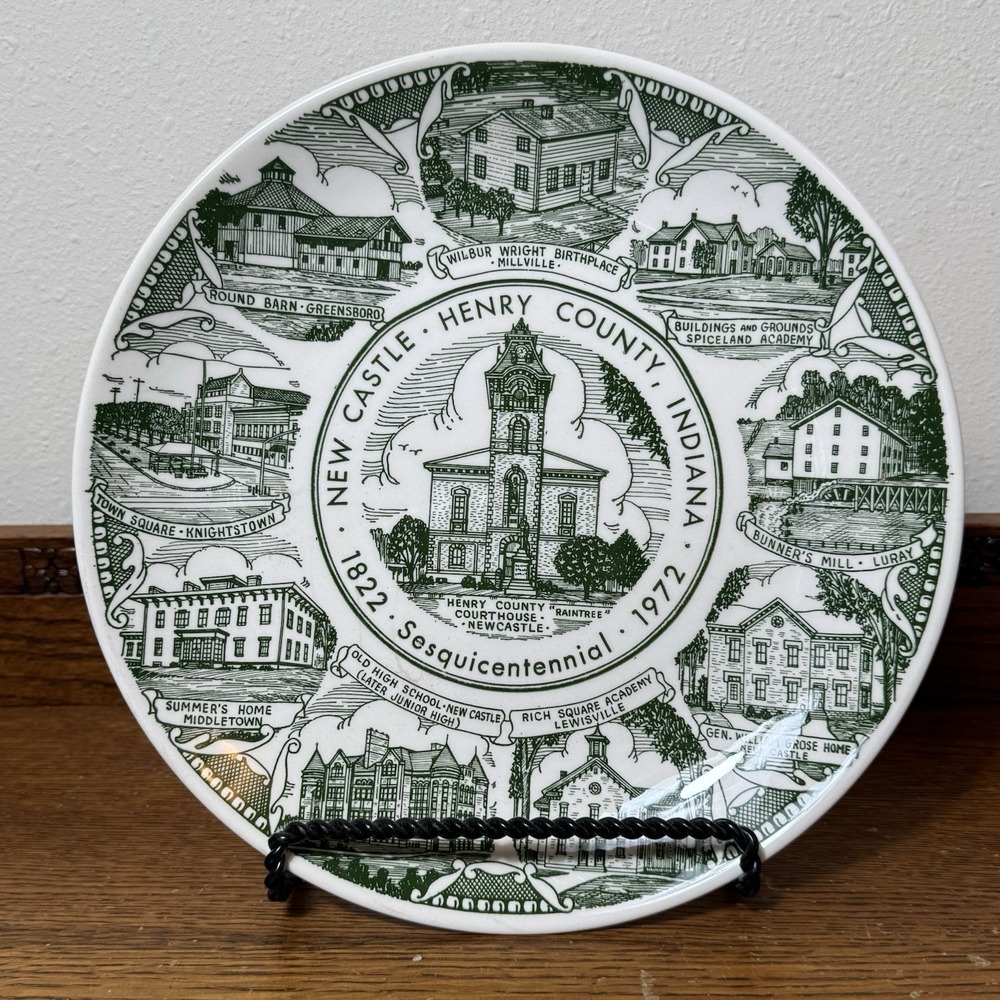 Vintage 1972 Henry County Indiana Sesquicentennial Plate Kettlesprings 10"